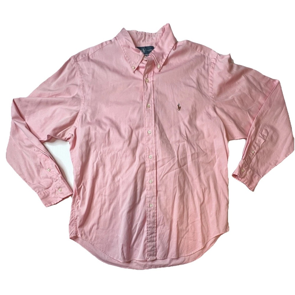 Ralph Lauren Shirt Mens 17 34/35 Pink Classic Fit Flesh Pony Button Down